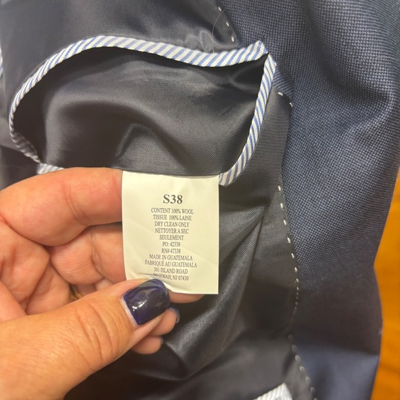 Tommy Hilfiger‎ Blazer | Mens Size 38S | Blue | 100% Wool | SMALL FLAW-See pics - Picture 3 of 14